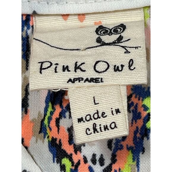 Pink Owl Boho Print Sleeveless Button Up Elastic Waist - Picture 2 of 10